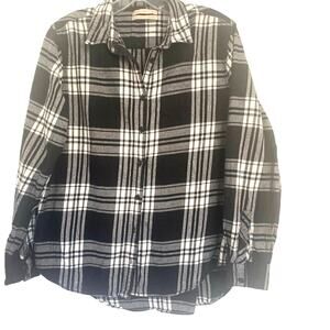 Urban Outfitters Boyfriend Shirt M Womens Black Plaid Button Up Flannel Cowgirl